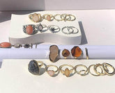 CHARMIEZZ Vintage Daisy Marble Stone Rings